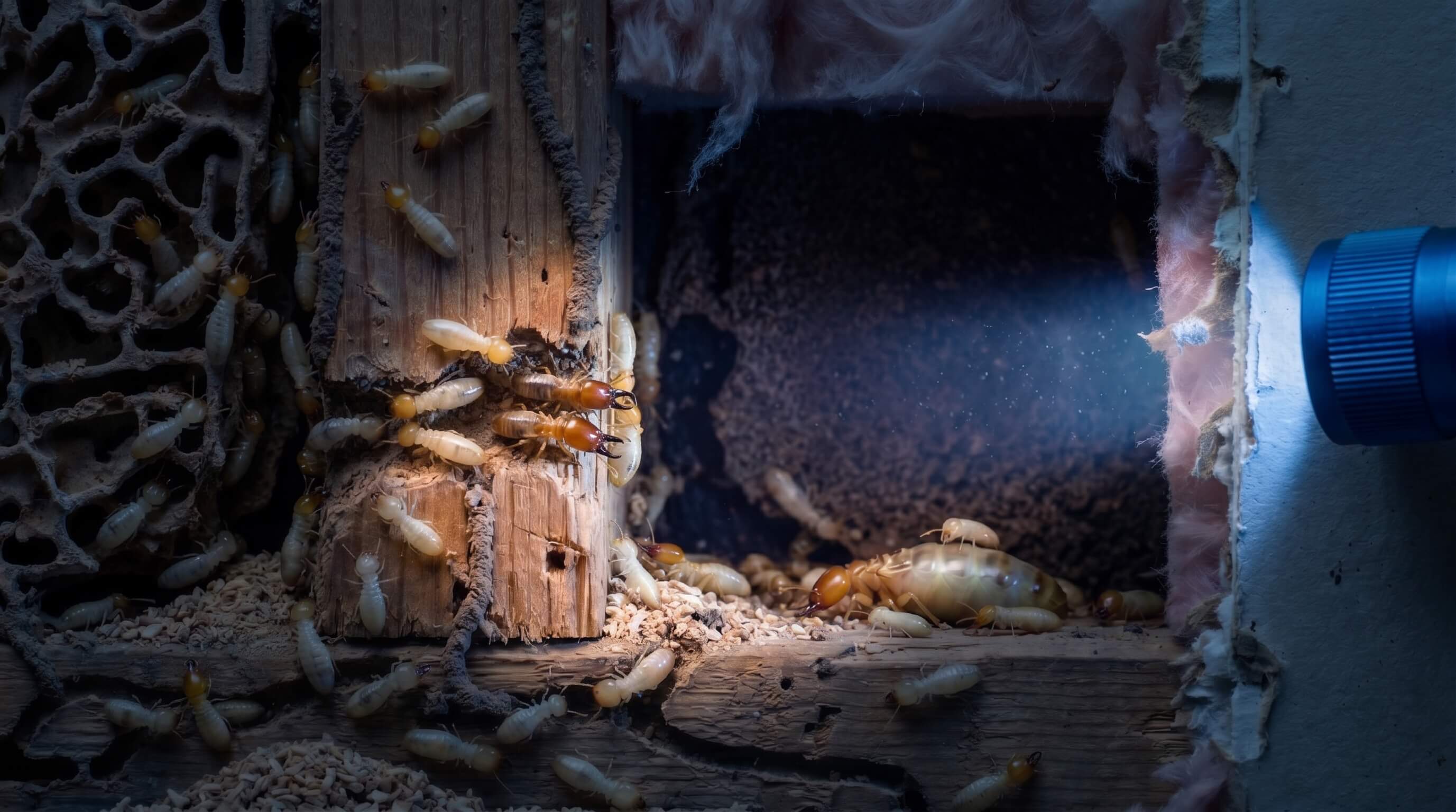 Termite damage inside a home wall