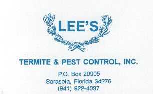 Lee's Termite and Pest Control advertising.